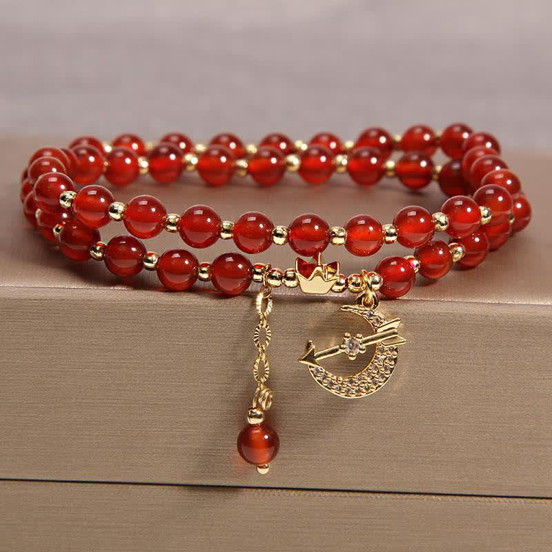 Buddha Stones Moon & Crown Purification Double Wrap Beaded Bracelet