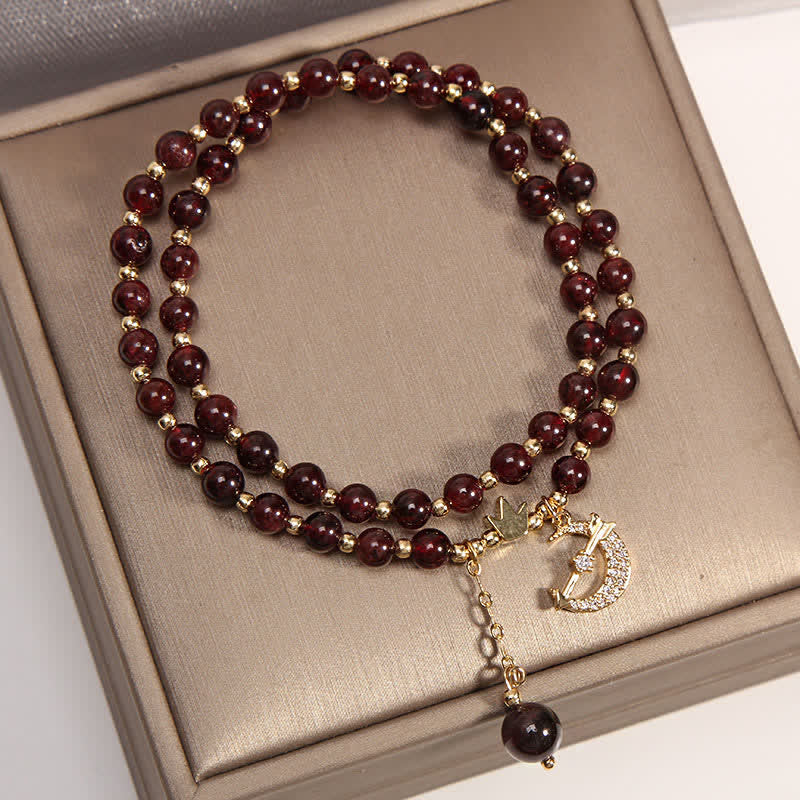 Buddha Stones Moon & Crown Purification Double Wrap Beaded Bracelet