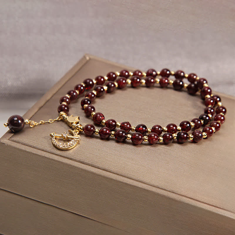 Buddha Stones Moon & Crown Purification Double Wrap Beaded Bracelet