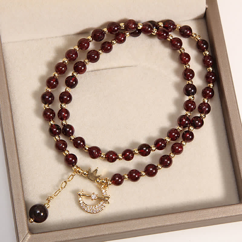 Buddha Stones Moon & Crown Purification Double Wrap Beaded Bracelet
