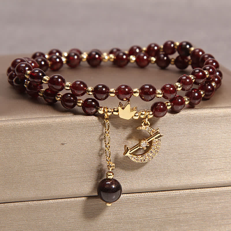 Buddha Stones Moon & Crown Purification Double Wrap Beaded Bracelet