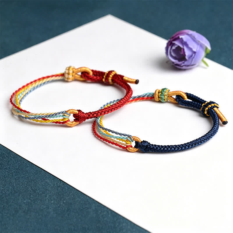 Buddha Stones Handmade Five Color String Protection Braided Bracelet