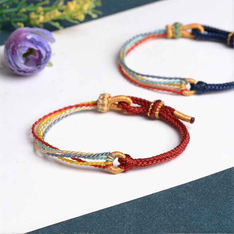 Buddha Stones Handmade Five Color String Protection Braided Bracelet