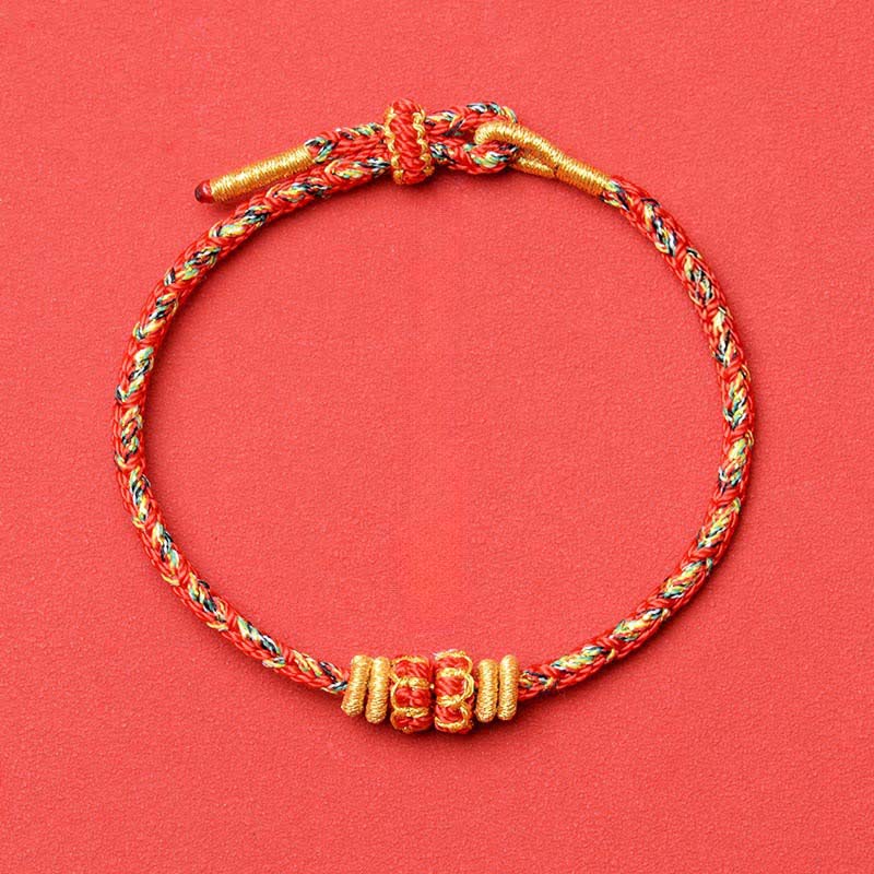 Buddha Stones Hand-Woven Red String Koi Fish Flower Protection Bracelet