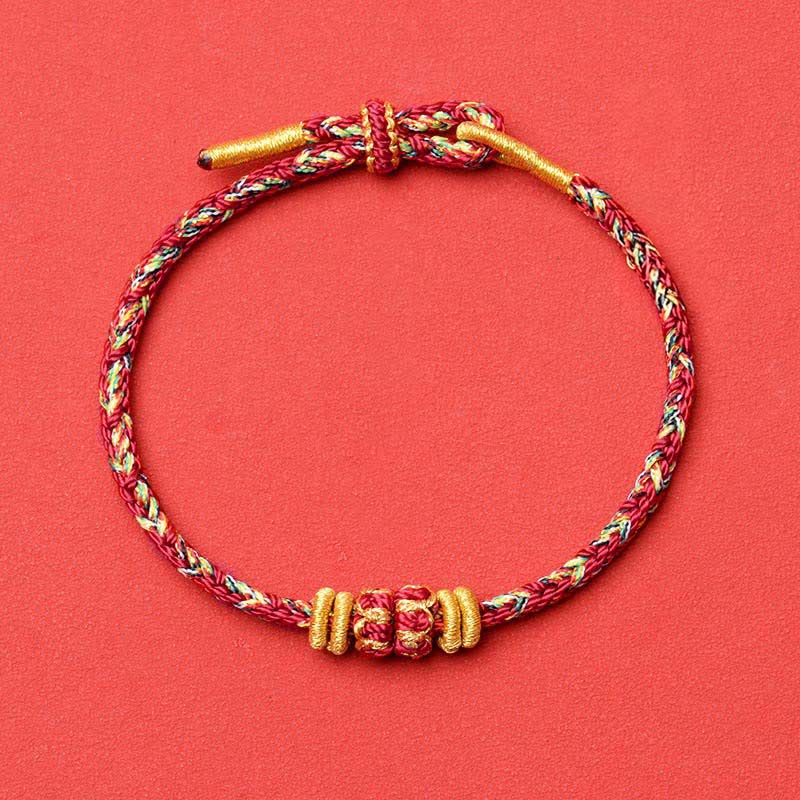 Buddha Stones Hand-Woven Red String Koi Fish Flower Protection Bracelet