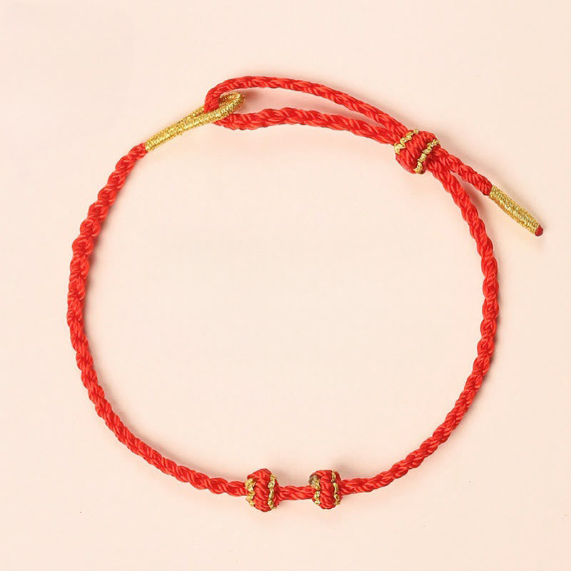 EverestArtstudios Handmade Braided Red String 3mm Jade Beads Protection Adjustable DIY Bracelet