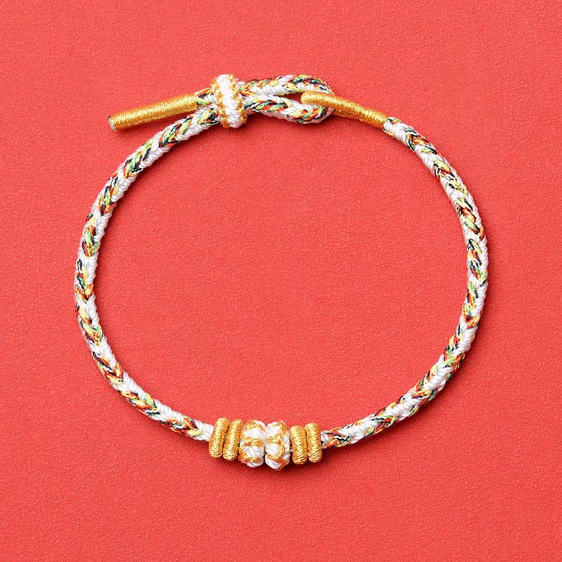 Buddha Stones White Braided Rope Flower knowledge Bracelet