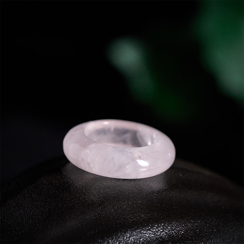 Buddha Stones Natural Rose Quartz Loving Energy Healing Ring