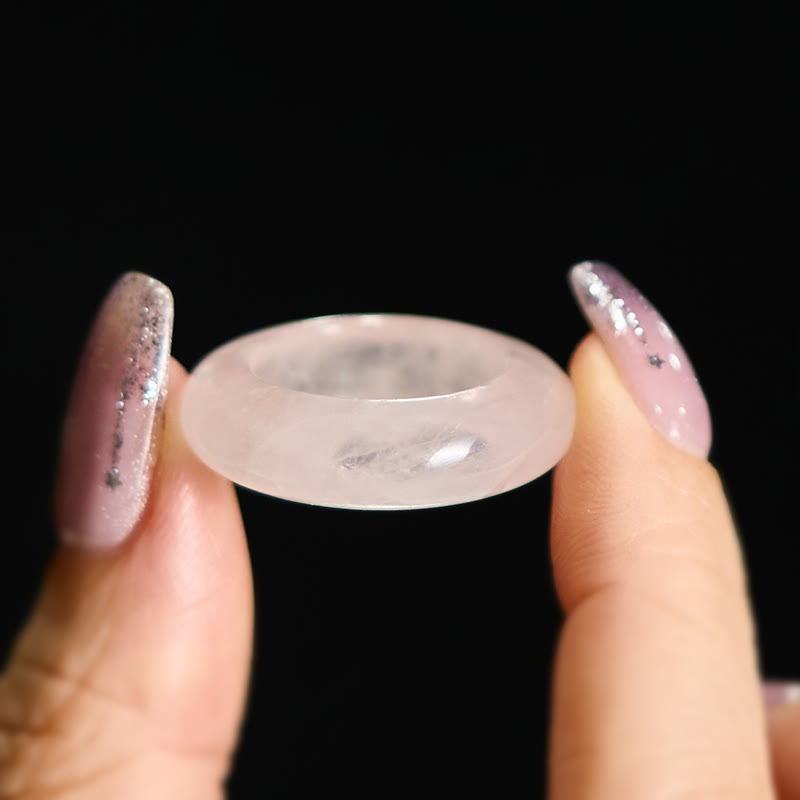 Buddha Stones Natural Rose Quartz Loving Energy Healing Ring