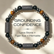 Buddha Stones Natural Tiger's Eye Obsidian Hematite Lava Rock Powerful Bracelet