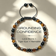 Buddha Stones Natural Tiger's Eye Black Obsidian Hematite Support Bracelet