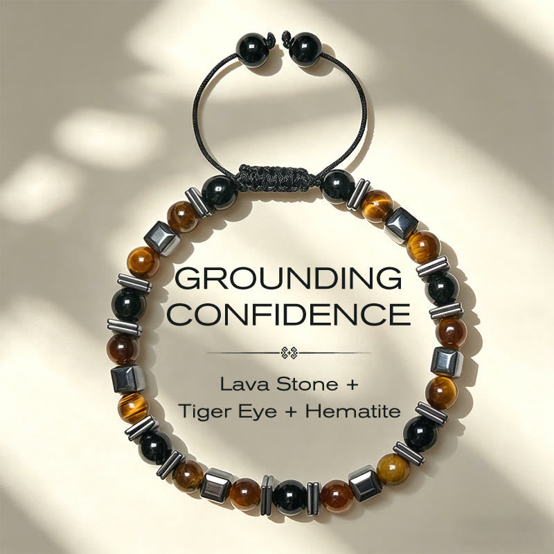 Buddha Stones Natural Tiger's Eye Black Obsidian Hematite Support Bracelet