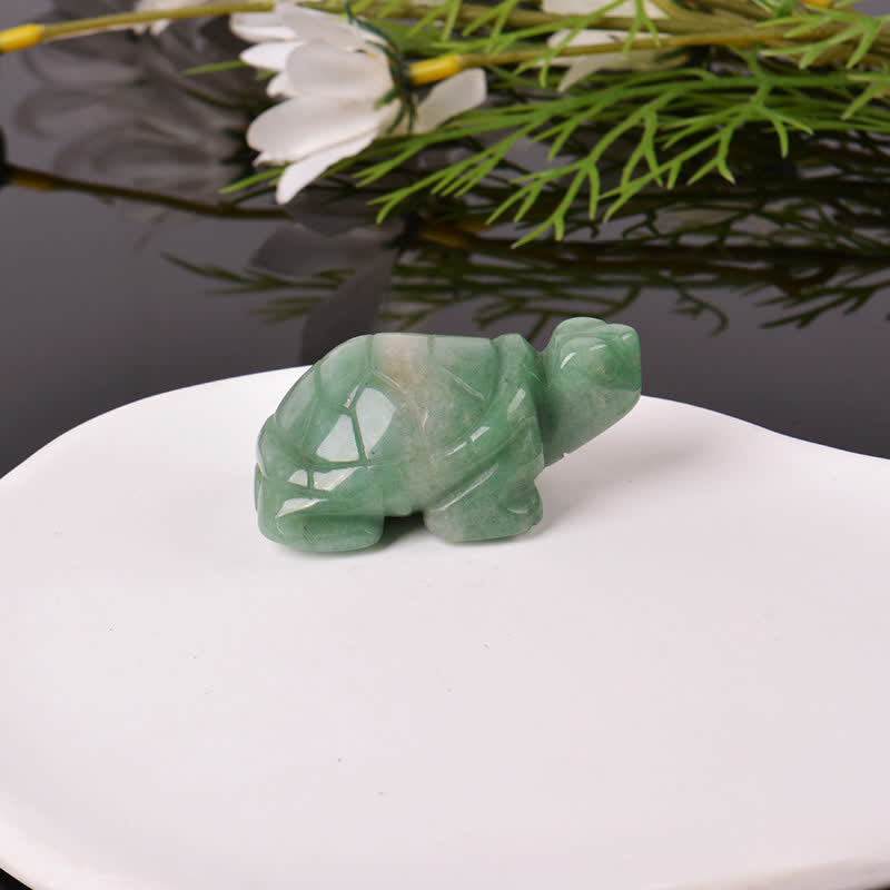 Buddha Stones Natural Green Aventurine Turtle Wisdom Crystal & Stone Decor