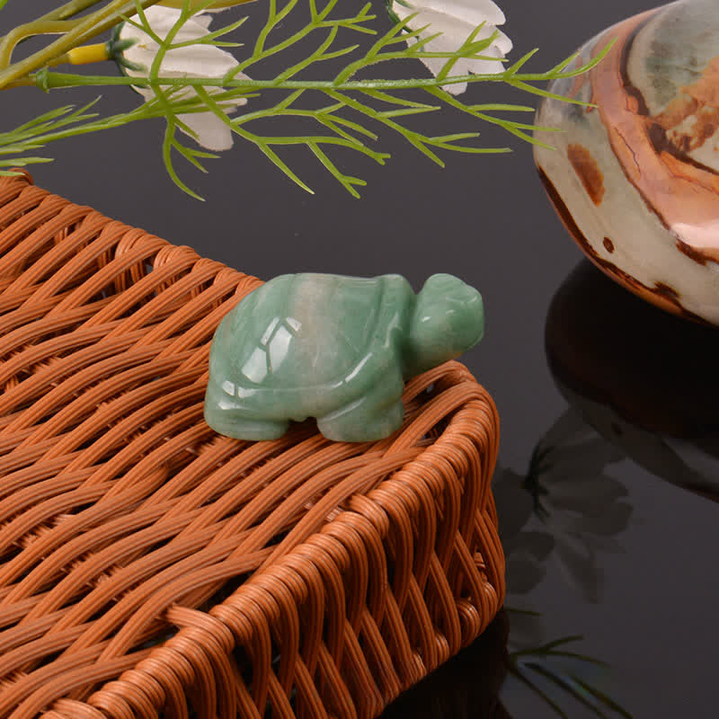 Buddha Stones Natural Green Aventurine Turtle Wisdom Crystal & Stone Decor
