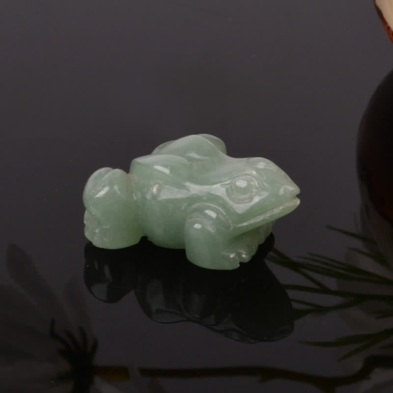 Buddha Stones Natural Green Aventurine Clear Quartz Frog Wealth Crystal & Stone Decor