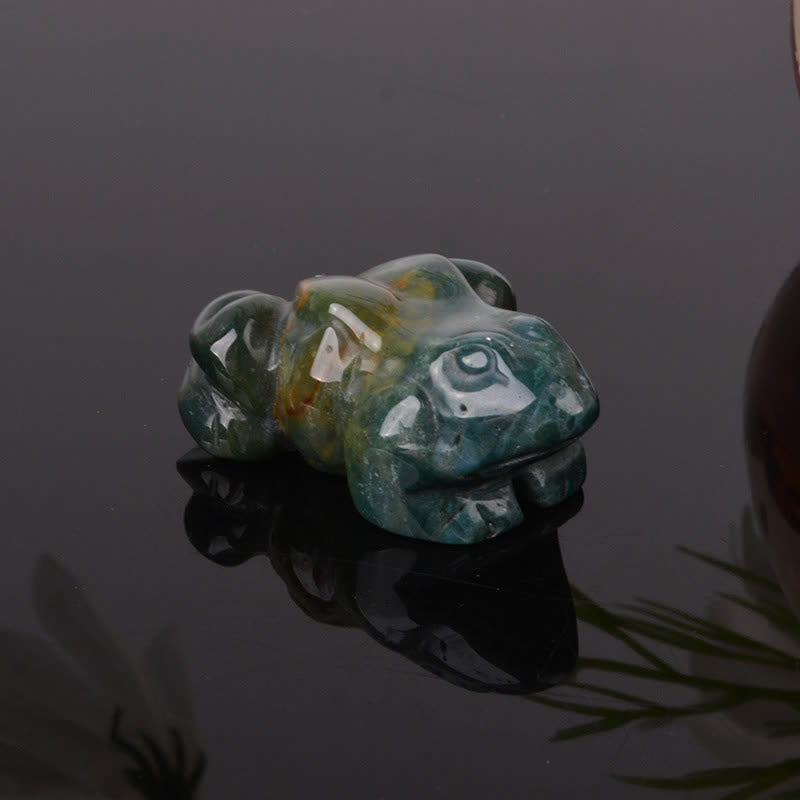 Buddha Stones Natural Green Aventurine Clear Quartz Frog Wealth Crystal & Stone Decor