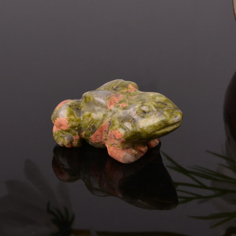 Buddha Stones Natural Green Aventurine Clear Quartz Frog Wealth Crystal & Stone Decor