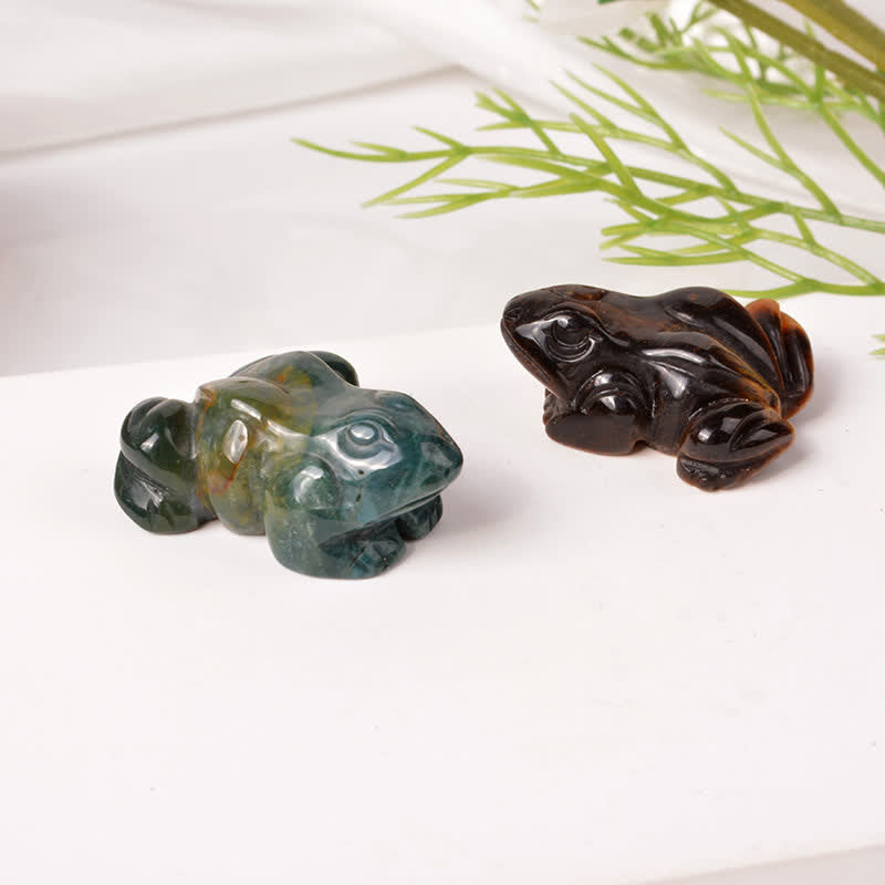 Buddha Stones Natural Green Aventurine Clear Quartz Frog Wealth Crystal & Stone Decor