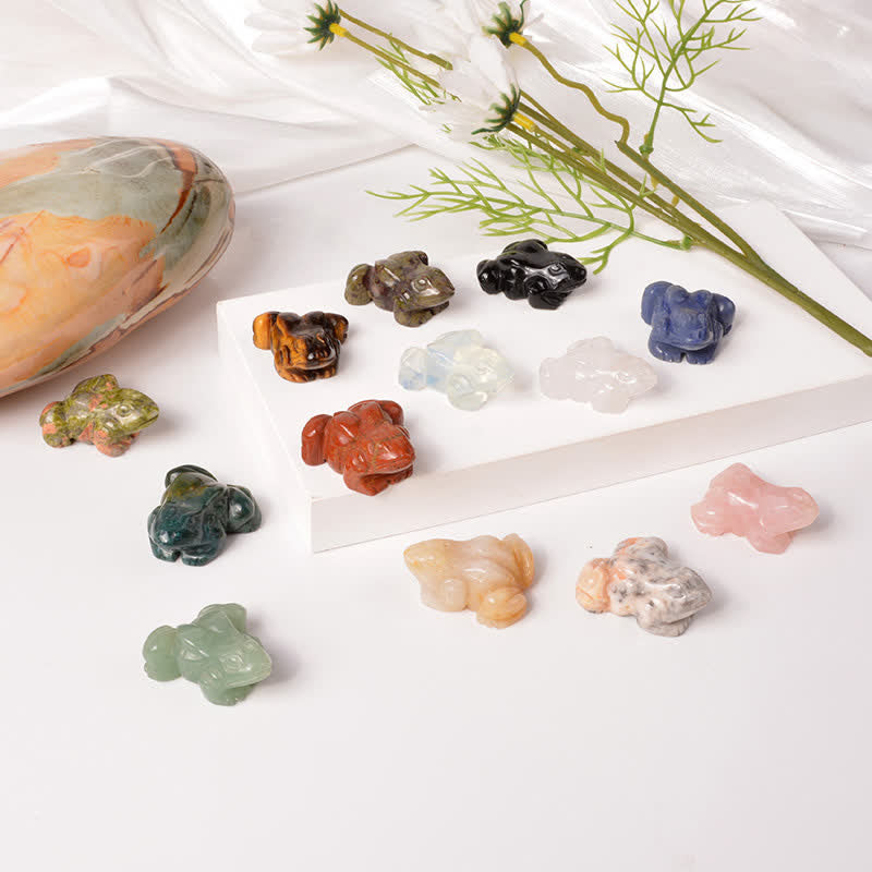 Buddha Stones Natural Green Aventurine Clear Quartz Frog Wealth Crystal & Stone Decor