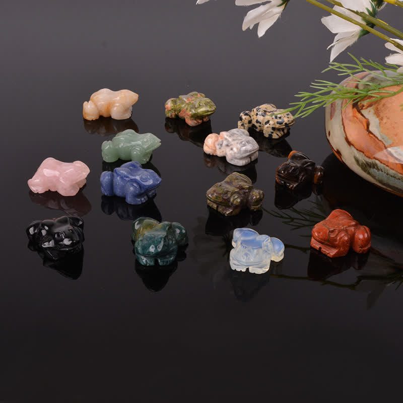 Buddha Stones Natural Green Aventurine Clear Quartz Frog Wealth Crystal & Stone Decor