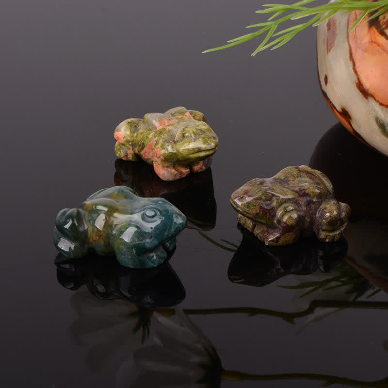 Buddha Stones Natural Green Aventurine Clear Quartz Frog Wealth Crystal & Stone Decor