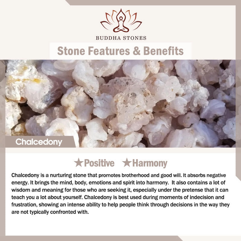 Buddha Stones Natural White Chalcedony Positive Bracelet Bangle