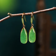 EverestArtstudios Jade Teardrop Protection Vintage Gold Tone Earrings