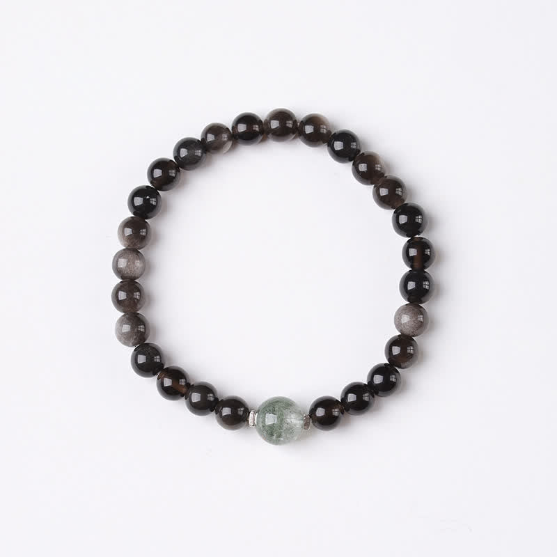 Buddha Stones Black Obsidian Grounding Hand-Woven New Chinese Round Bracelet