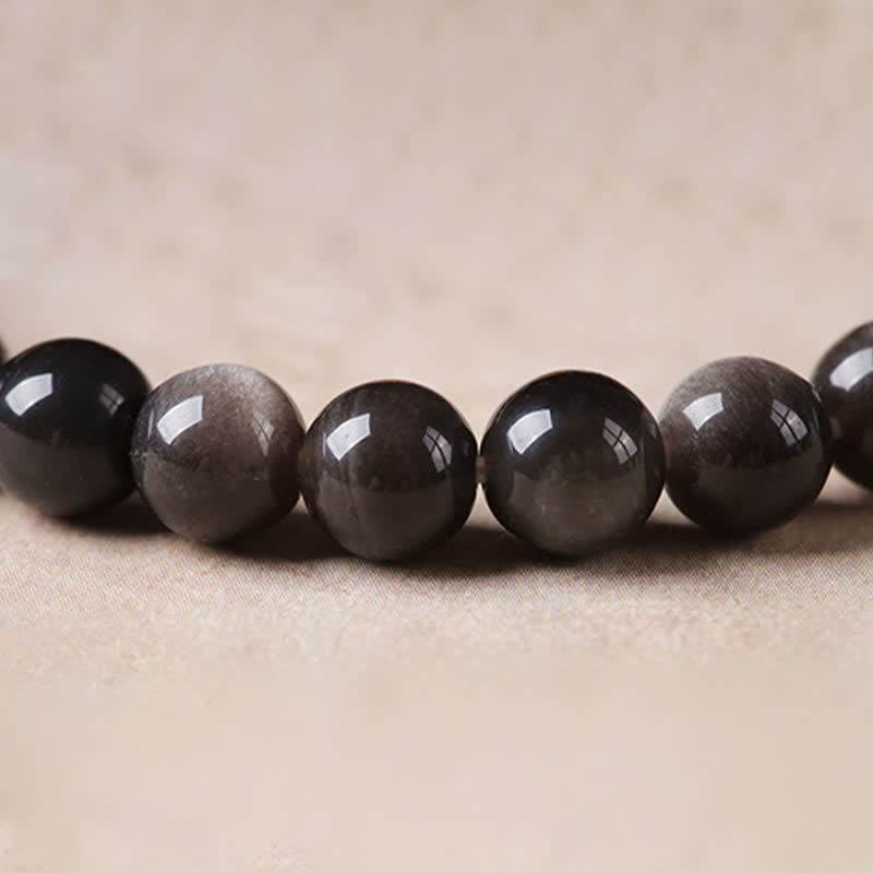 Buddha Stones Black Obsidian Grounding Hand-Woven New Chinese Round Bracelet