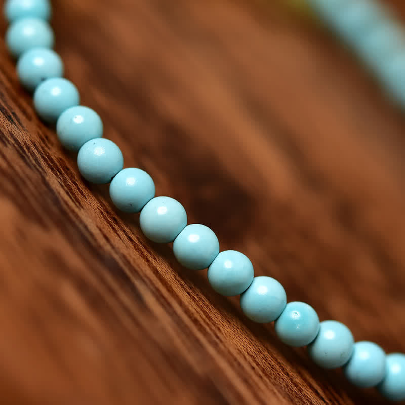 EverestArtStudios Turquoise Fu Character Luck Handcrafted Beaded Bracelet