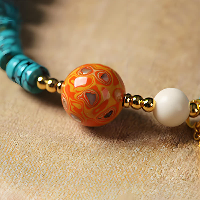 EverestArtStudios Turquoise Communication Handcrafted New Chinese Disc Bead Bracelet