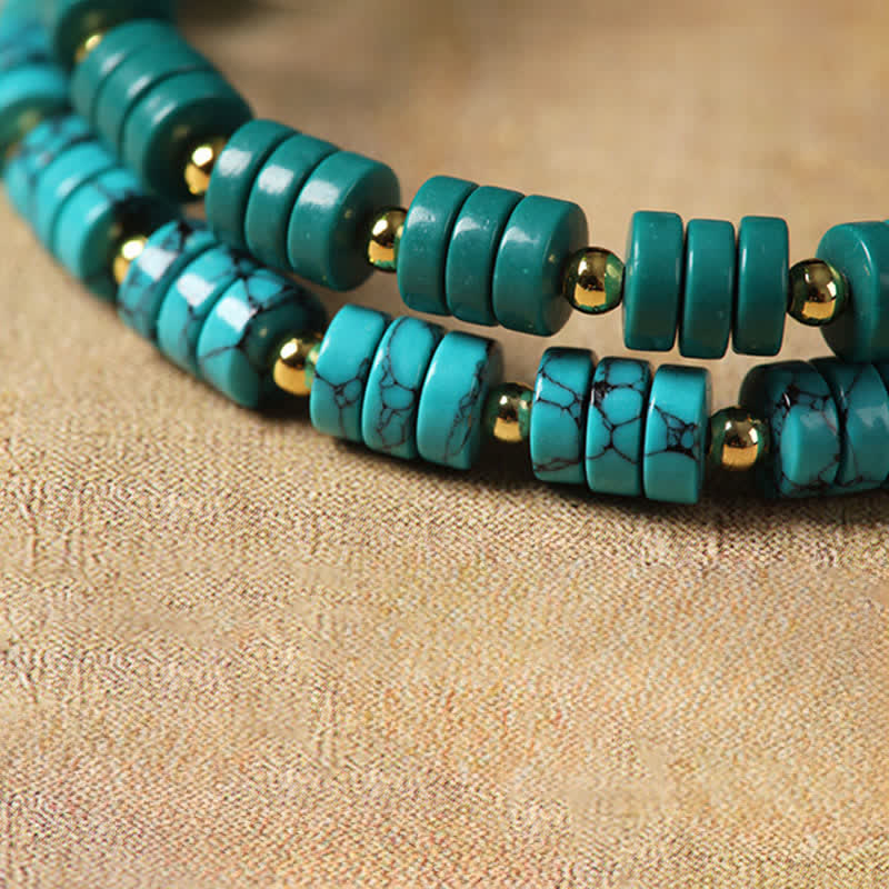 EverestArtStudios Turquoise Communication Handcrafted New Chinese Disc Bead Bracelet