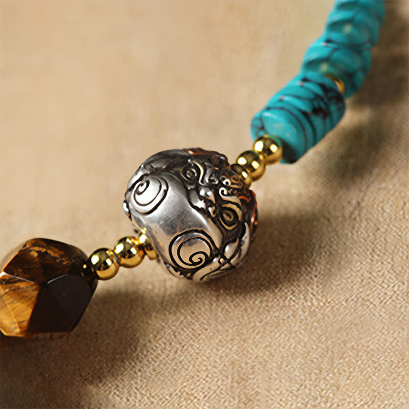 EverestArtStudios Turquoise Communication Handcrafted New Chinese Disc Bead Bracelet