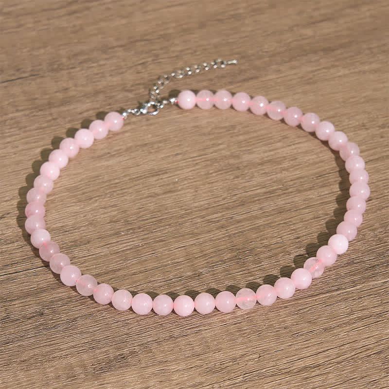 Buddha Stones Natural Rose Quartz Bead Peace Necklace