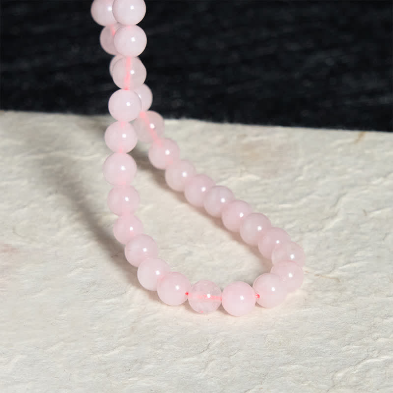 Buddha Stones Natural Rose Quartz Bead Peace Necklace