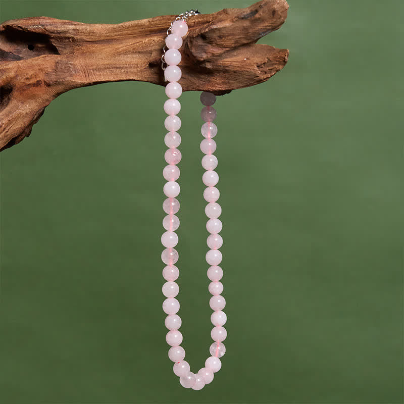 Buddha Stones Natural Rose Quartz Bead Peace Necklace