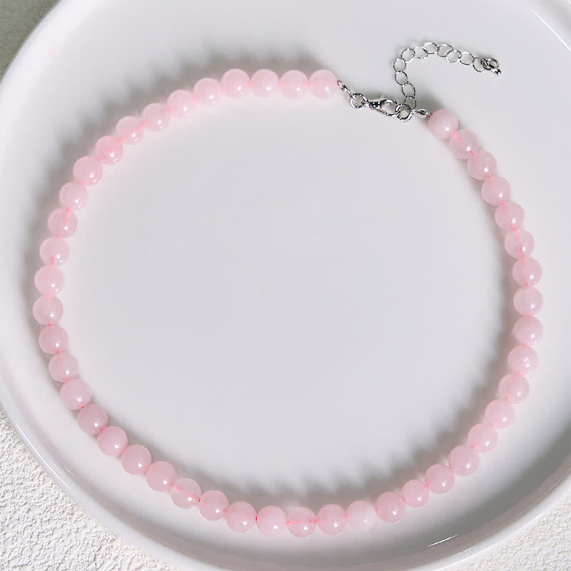 Buddha Stones Natural Rose Quartz Bead Peace Necklace