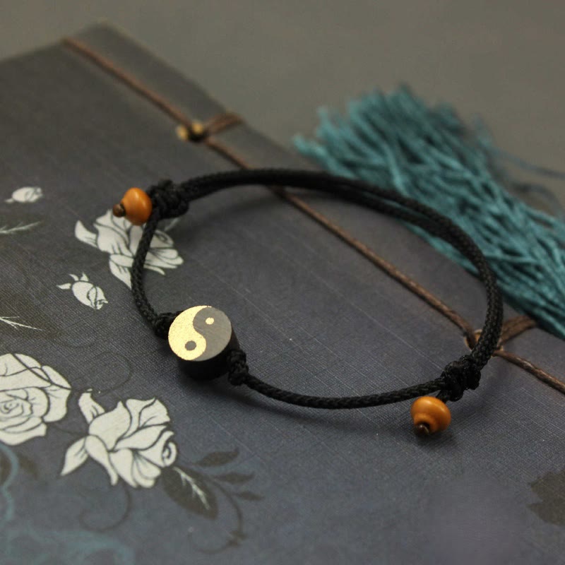 EverestArtstudios Ebony Yin Yang Symbol Peace Colorful String Bracelet