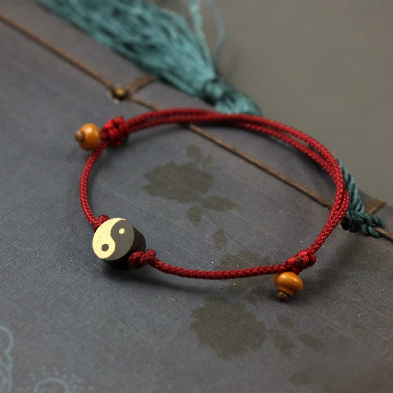EverestArtstudios Ebony Yin Yang Symbol Peace Colorful String Bracelet
