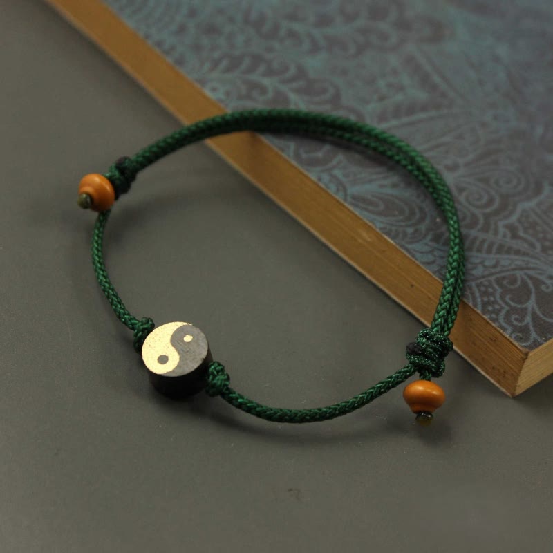 EverestArtstudios Ebony Yin Yang Symbol Peace Colorful String Bracelet