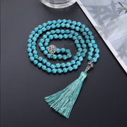 EverestArtStudios Turquoise Tree of Life Protection Knotted Tassel Mala
