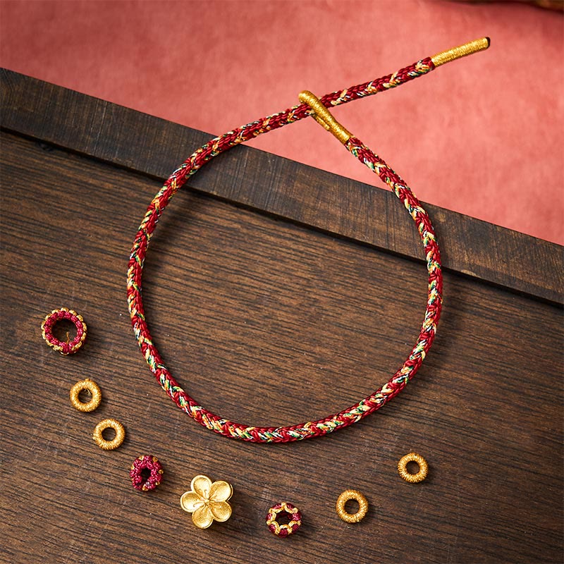 Buddha Stones Hand-Woven Red String Koi Fish Flower Protection Bracelet