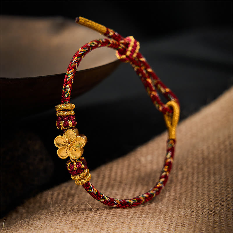 Buddha Stones Hand-Woven Red String Koi Fish Flower Protection Bracelet