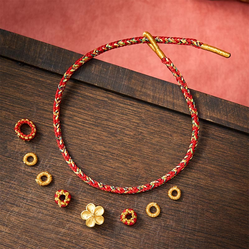 Buddha Stones Hand-Woven Red String Koi Fish Flower Protection Bracelet