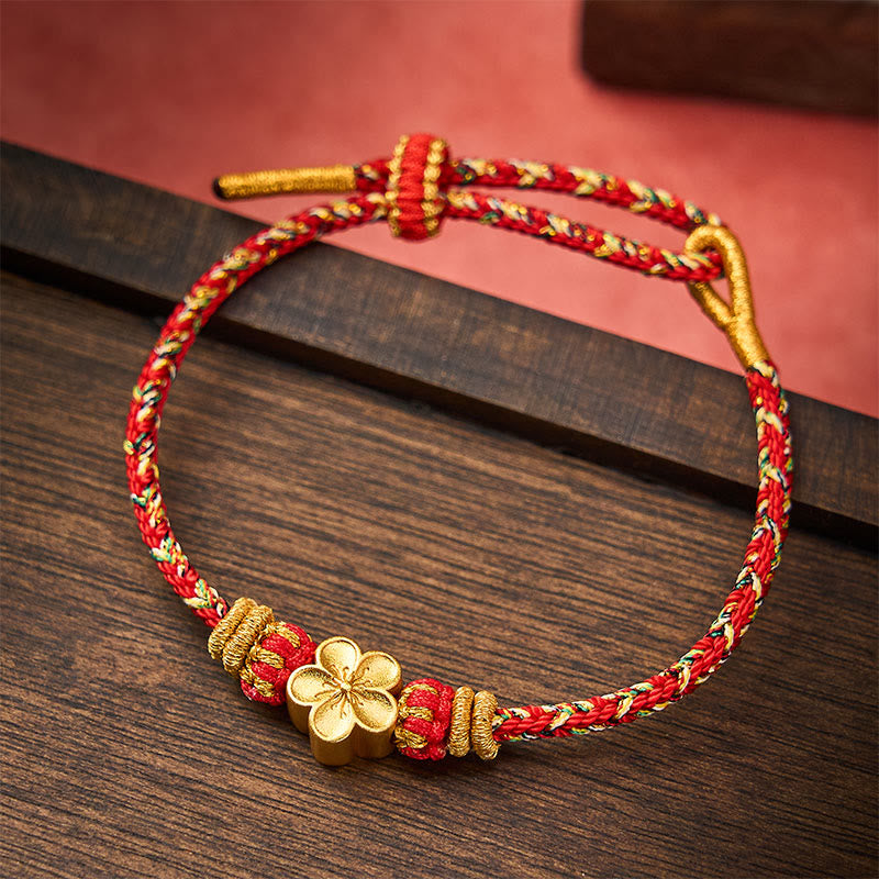 Buddha Stones Hand-Woven Red String Koi Fish Flower Protection Bracelet