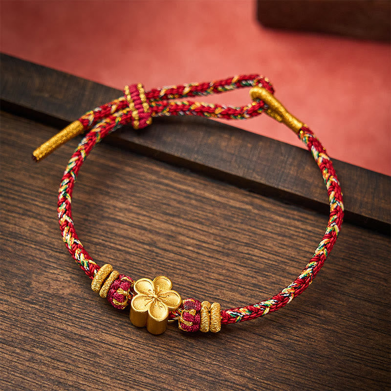 Buddha Stones Hand-Woven Red String Koi Fish Flower Protection Bracelet