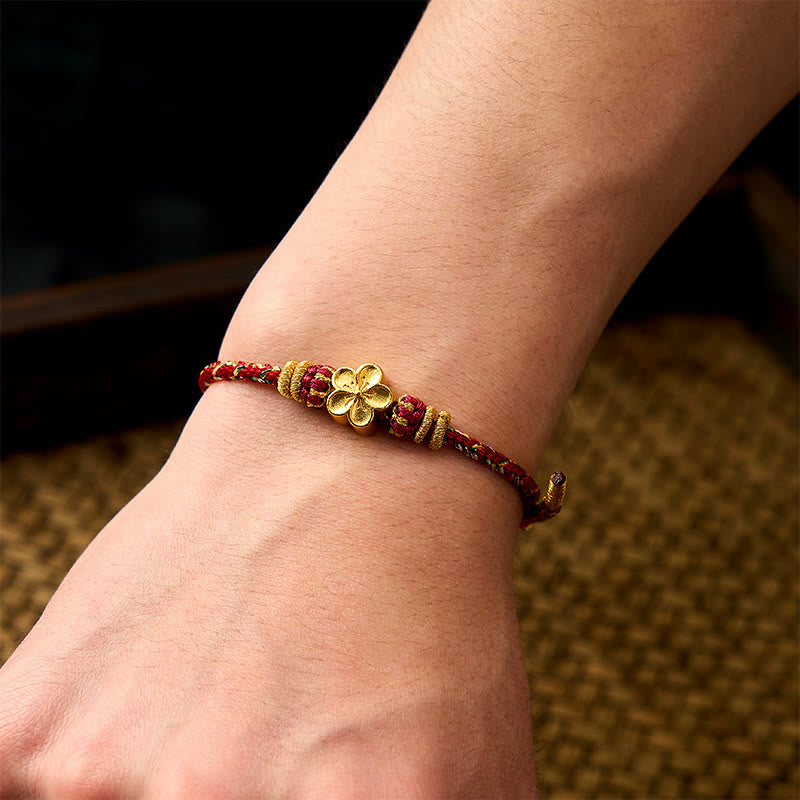 Buddha Stones Hand-Woven Red String Koi Fish Flower Protection Bracelet