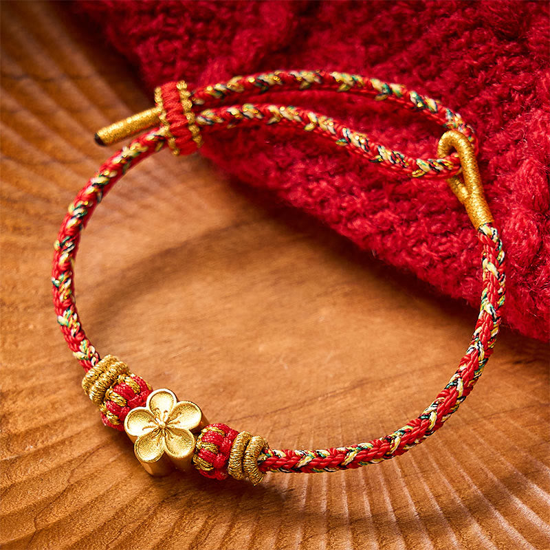 Buddha Stones Hand-Woven Red String Koi Fish Flower Protection Bracelet
