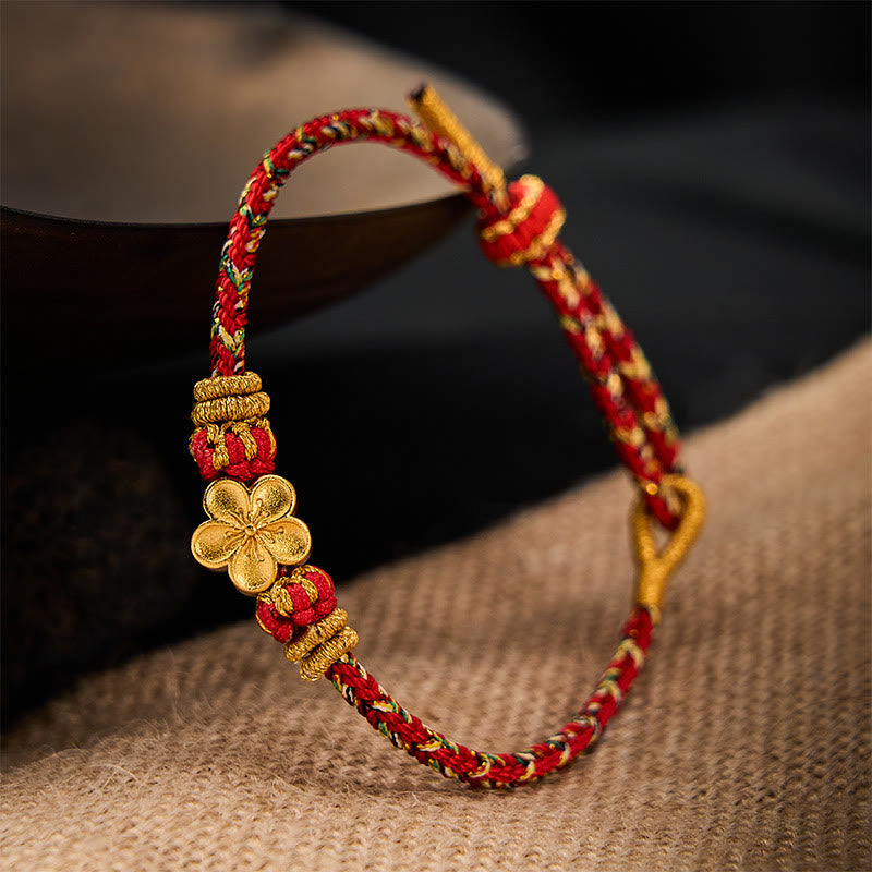 Buddha Stones Hand-Woven Red String Koi Fish Flower Protection Bracelet