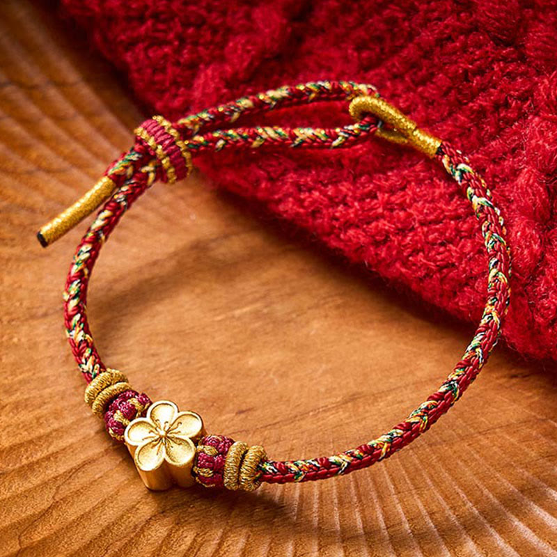 Buddha Stones Hand-Woven Red String Koi Fish Flower Protection Bracelet